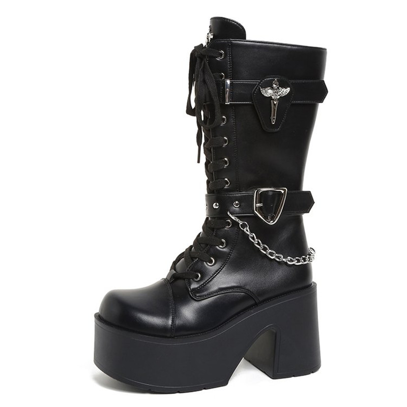 Goth-Plateau-Stiefel mit klobi – Motorcycle Chain Bewertung und Preis