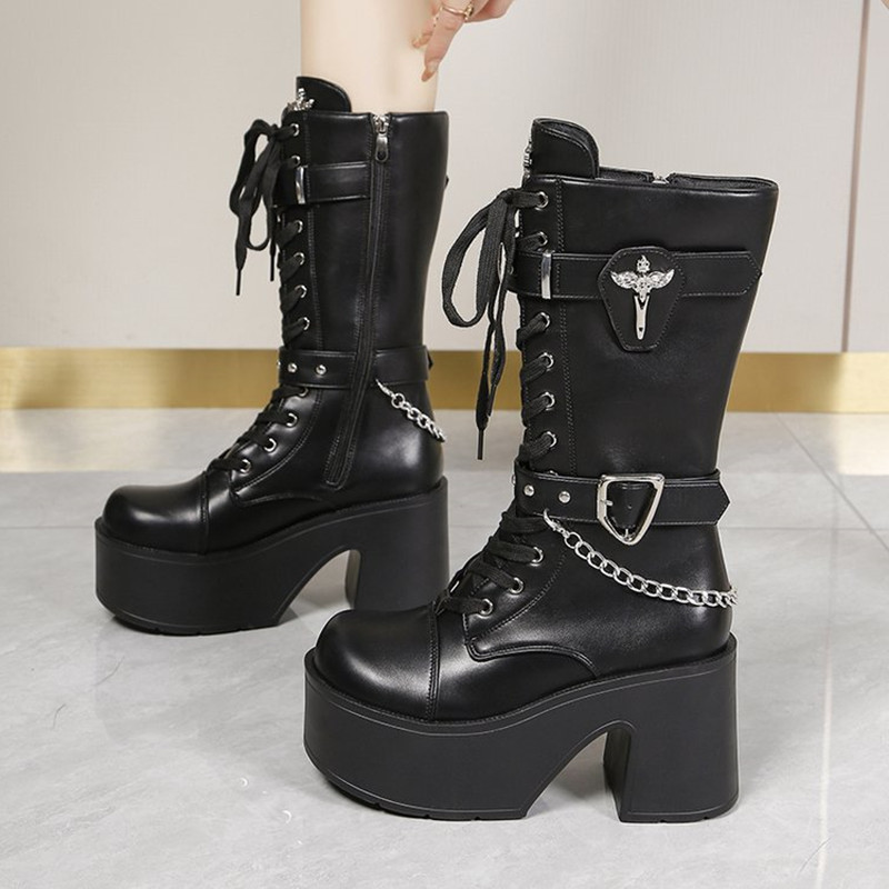 Goth-Plateau-Stiefel mit klobi – Motorcycle Chain Bewertung und Preis